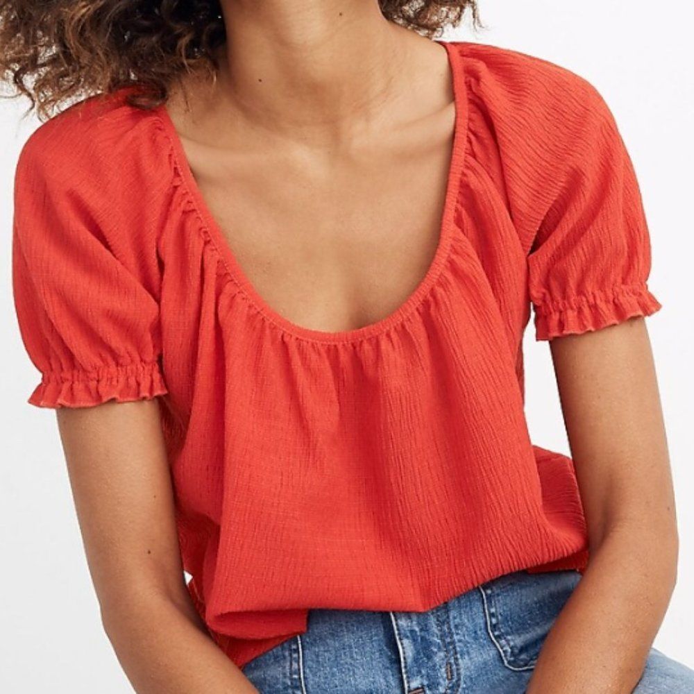 Madewell Texture & Thread Summer Top with Puffed Sleeves size S